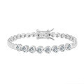 wholesale S925 Sterling Silver Yunchian New 5mm Heart-shaped Zircon Single Row Tennis Bracelet, Fashionable Unisex Hip-Hop Style-0-4