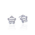 wholesale S925 Sterling Silver Plated with Zirconia Star Earrings for Women, Minimalist and Fresh Style-0-4