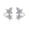 wholesale S925 Sterling Silver Star Moissanite Ear Studs with Freshwater Pearl Earrings, Luxury Hot-Style Ready-to-Ship Wholesale-0-4