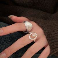 wholesale S925 silver natural Baroque pearl open ring for women, Korean new geometric irregular heavy-duty finger ring-Natural Baroque Pearl Model (Sterling Silver + Open)