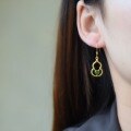 wholesale 925 silver gold-plated Chinese-style cheongsam Hanfu natural jade earrings with certificate, featuring gourd-shaped inlays of jasper for women-0-2