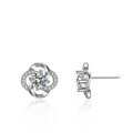 S925 Silver Four-Leaf Clover Earrings with Moissanite-0-4