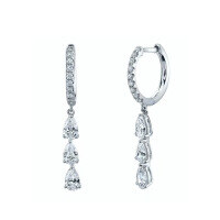 wholesale S925 Sterling Silver Teardrop Zirconia Tassel Earrings Gentle and Elegant Advanced Design Hoop Earrings-Platinum 925 silver