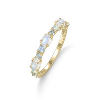 wholesale S925 Sterling Silver Inlaid with Natural Moonstone Ring Women's Cross-Border Ins Style Niche Light Luxury Sky Blue Crystal Row Ring Hand Accessories-Natural Moonstone + Sky Blue Quartz Ring  US Size 8 (Domestic Size 17)
