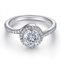 wholesale 925 Silver Ring for Women, European and American Style, Double-Layer Inlaid Zircon, 925 Pure Silver Gold-Plated Jewelry for Foreign Trade E-commerce-Platinum US size 5#