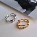 wholesale 925 Sterling Silver Minimalist Retro Chain Ring Double-Layer Design Fashionable and Unique Open Adjustable Index Finger Ring-0-1