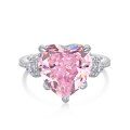 wholesale S925 Sterling Silver Cross-Border Women's Ring with 8A Ice Flower Zircon, Sparkling Pink Geometric High-Carbon Diamond, Fresh and Sweet Girly Style-0-4