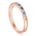 wholesale S925 Sterling Silver Single Row Half Eternity Ring with Rose Gold Plating and Blue Zircon for Women-0-4