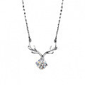 S925 Silver Moissanite Deer Antler Pendant Necklace-0-2