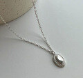 wholesale S925 sterling silver high-end delicate geometric oval smooth pendant necklace for women, summer minimalist versatile accessory-0-5