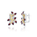 wholesale S925 Silver Designer Natural Topaz Earrings with Floral Leaf Design Gemstone Stud Earrings-0-6