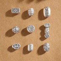 wholesale Pure silver 999 Thai silver spacer beads DIY accessories crystal bracelet making vintage barrel beads-A lot of money