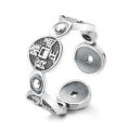 wholesale S925 silver retro ingot five emperor coins ethnic style unique creative design open ring-0-4