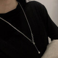 wholesale S925 Sterling Silver Korean-style Smooth Small Sphere Link Necklace, Minimalist and Versatile, Chic Pendant Chain for Women-0-3
