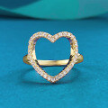 wholesale Silver 25 Gold-Plated Openwork Heart Ring with Surrounding Accents, Petite and Elegant, for Live Streaming and Cross-Border Xiaohongshu-0-1