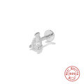 wholesale S925 Sterling Silver Diamond-Studded Waterdrop Flat Thread Cartilage Ear Piercing, Minimalist INS Style-0-4