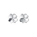wholesale S925 Sterling Silver Inlaid Diamond Four-Leaf Flower Earrings, Korean Style Minimalist Forest-inspired Fresh and Delicate Women's Ear Jewelry M01884-0-4