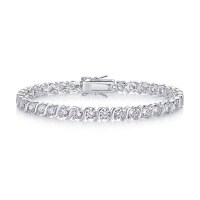 925 Silver Fashion Eight-Character Buckle Full-Inlay Bracelet, Custom Moissanite Jewelry Processing.-Moissanite 4.0mm*33 beads (16.5cm)  925 silver (figure-eight clasp)