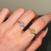 wholesale 925 Sterling Silver 6*9 Oval Four-Prong 8A Ice-Cut High Carbon Diamond Ring for Women, Premium Silver Band-Platinum Gold Diamond DY121099-SW-HB>9