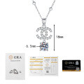 S925 Silver Moissanite Necklace, Double C Pendant, Light Luxury Style-0-5