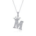 wholesale 925 silver popular 26-letter alphabet necklace for women, stylish and elegant moissanite cross-border collarbone chain-0-17