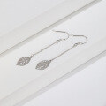 wholesale S925 Sterling Silver Leaf Long Drop Earrings for Women, Trendy and Elegant Silver Jewelry Wholesale-0-2