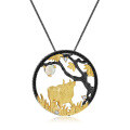 wholesale 925 Silver Designer Chinese Zodiac Ox Pendant with Natural Gemstone Necklace-0-7