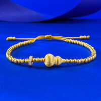 wholesale S925 Gold-Plated Metal, The New Stussy Jewelry xiaohongshu Hit Brushed Bracelet with Adjustable Braided Cord-B180 Brushed Gourd Bracelet Adjustable by pulling