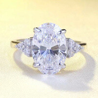 wholesale S925 Silver Zhuo Zhifan New Simulation Diamond Ring 8*12mm Oval White Diamond Women's-R726 White Diamond No.9