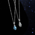 Sterling Silver Natural Blue Topaz Moissanite Necklace Pendant-0-0