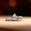 Platinum & White Gold Plated Moissanite Teardrop Diamond Ring, Stackable Pinky Ring, Trendy Amazon New Release-0-0