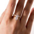 wholesale [925 Silver] Gold Double Loop Stackable Marquise Moissanite Ring for Women, Minimalist Luxury Style, Bestseller for Daily Elegance-0-3