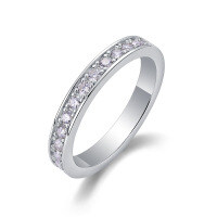 S925 Silver Fashionable Moissanite Closed Ring, Cross-Border Hot Seller, Minimalist Luxury-Moissanite 2.0mm*14 beads  US No. 5