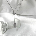 wholesale 925 Sterling Silver Paper Clip Necklace New Trend Minimalist Love Letter Pendant Collarbone Chain-0-2