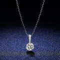 925 Silver 1ct Moissanite Three-Prong Pendant Necklace, Women's Classic-0-2