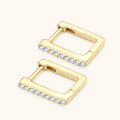 wholesale S925 Sterling Silver Light Luxury Style High-End Square Moissanite Stud Earrings for Women, Small Niche Design Trendy Ear Clasp Ear Jewelry-0-2