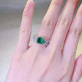wholesale S925 Sterling Silver New 7*7mm Simulated Emerald Square Ring Simple European and American Style AliExpress Model-0-3