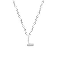wholesale Metal 925 Silver Plain 26 Letters Pendant Necklace, Ins Luxury Hot-selling Choker-White Gold-L 925 Silver