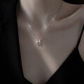 wholesale S925 Sterling Silver Full Diamond Letter H Necklace, Super Ethereal Niche Design High-End Sense Luxury Minimalist Collarbone Chain-0-1