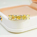 wholesale S925 Sterling Silver 5*5mm Chubby Square Yellow Diamond Five-Stone Ring for Women-0-0