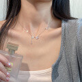 wholesale S925 Sterling Silver Ins Style Full Diamond Butterfly Flower Necklace, Small and Unique Design Collarbone Chain Y01053-0-1