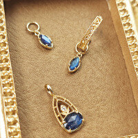 wholesale Pure silver retro jewelry earrings, elegant and versatile starry sky eye ear cuffs with natural blue flash labradorite pendant-Natural labradorite + blue sandstone earrings (one pair)  925 silver