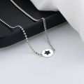 wholesale S925 Sterling Silver Double-Sided Epoxy Resin Pendant Star Necklace Minimalist Niche Design Versatile Collarbone Chain Accessory-0-3