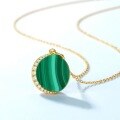 wholesale S925 Sterling Silver New Korean and Japanese Light Luxury Style Star Moon Malachite Pendant Fashion Silver Necklace Drop Shipping-0-4