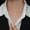wholesale 925 Sterling Silver Full Zircon Butterfly Necklace For Women, Minimalist And Versatile Pendant, Small Design, Fashionable Collarbone Chain Trend-0-2
