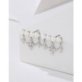 wholesale 925 Sterling Silver Pearl Earrings for Women, Light Luxury Advanced Sense Retro Fringe Full Diamond Four-Pointed Star Stud Earrings, Niche Ear Accessories-0-2