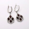 wholesale S925 Silver Natural Garnet Stud Earrings, Fashionable and Elegant High-End Gemstone Earrings-0-2