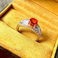 wholesale S925 Sterling Silver 7*9mm Oval Sunset Orange High-Carbon Diamond Ring Simulated Diamond Ring-0-3