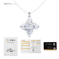 S925 Silver Cross Star Pendant Necklace, Four-Leaf Clover Mermaid Tear Design-1 carat (6*6mm) mermaid line  high carbon stone