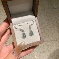 wholesale S925 Sterling Silver Natural Weitian Jadeite Blue-Green Gourd Earrings, Fresh Chinese Style Aloof Sense of Fortune Ear Pendents-0-5